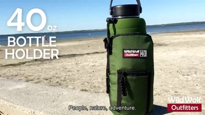 Wild Wolf Outfitters 32oz Water Bottle Holder: Military Grade Carrier W/ 2  Pockets & Padded Shoulder Strap : Target