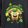 Women's - SpongeBob Squarepants - Spongebob Happy St Patricks Day Lightweight French Terry Wide Neck Long Sleeve Shirt - 2 of 4
