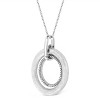 Haus of Brilliance Silver Prong-Set Diamond Accent Satin Finished Double Circle Pendant Necklace - 3 of 4