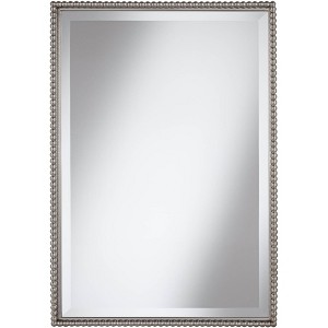 Uttermost Rectangular Vanity Accent Wall Mirror Modern Beveled Brushed Nickel Beaded Frame 21" Wide Bathroom Bedroom Living Room - 1 of 2