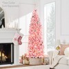 Best Choice Products Pink Pre-Lit Artificial Snow Flocked Pencil Christmas Tree Holiday Decoration - 2 of 4