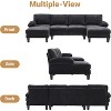 Karl Home |111.2  in. W Pillow Top Arm 3-Piece U-shaped Chenille Sectionals in Black - 3 of 4
