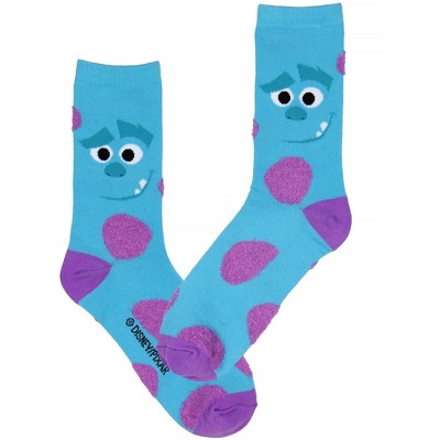 Disney Monsters Inc. Adult Sulley Fuzzy Spots Crew Socks 1 Pair For Men And Women Turquoise