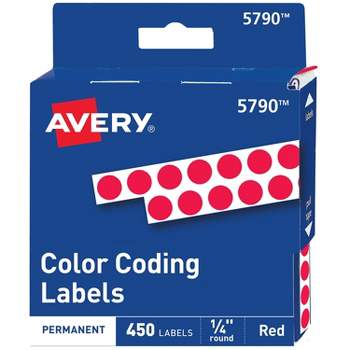 Avery Permanent Self-Adhesive Round Color-Coding Labels 1/4" dia Red 450/Pack 05790