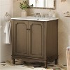 CIPACHO 31" White Vintage Bathroom Vanity with Faux Aged Finish Curved Profile Rubber Wood Legs - 2 of 4