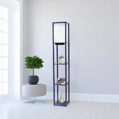 Creekwood Home Classix 62.5" 3-Tier Storage Floor Lamp with Charging Ports and Outlet