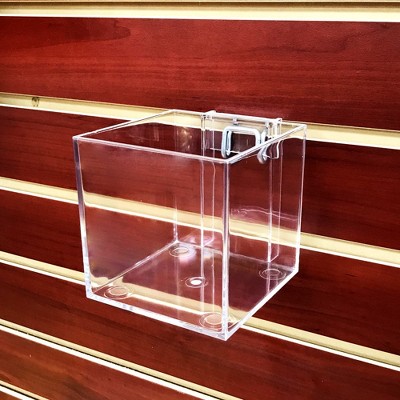 Polished Clear Acrylic Cube Bin for Pegboard or Slatwall, 4-Pack