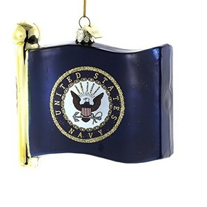Kurt Adler Glass Ornament for Christmas Tree, U.S. Navy Flag - 1 of 1