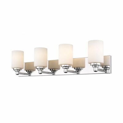 Soledad Minimalist Chrome 4-Light Vanity with White Glass Shades