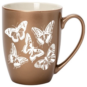 Elanze Designs Butterflies Bronze 10 ounce New Bone China Coffee Cup Mug - 1 of 1
