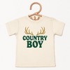 Country Boy Antlers Puff Print - Toddler Short Sleeve Graphic T-Shirt - 2 of 4