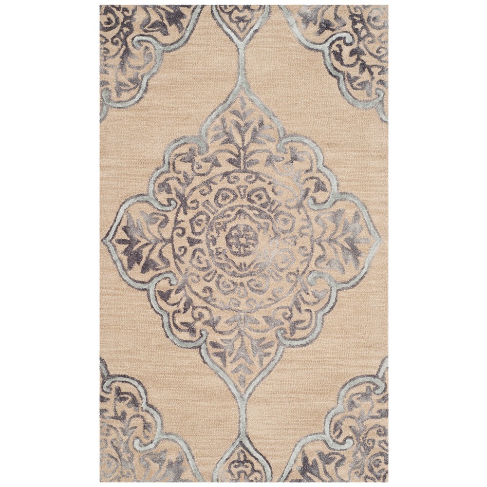 3'x5' Medallion Tufted Accent Rug Beige/Blue - Safavieh