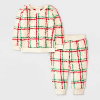 Baby Plaid Faux Shearling Top & Bottom Set - Cat & Jack™ Off-White