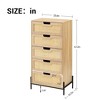 Natural Rattan Dresser, Wooden Chest of Drawer, Farmhouse Storage Cabinet, Bedroom Dresser - 3 of 4