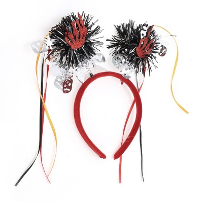 Unique Bargains Halloween Skeleton Hand Pattern Headband 4.72" Diameter Black Red 1 Pc