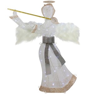 Northlight 36" LED Lighted Lace Angel with Flute Outdoor Christmas Decoration - 1 of 4