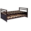 DOMETOUR Twin Size Bed with Headboard, Footboard, Trundle and Three Storage Drawers, Twin Size Pine Wood Bed with Headboard, Footboard,Espresso - 2 of 4