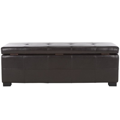 Large Brown Birch Tufted Storage Bench with Hinged Top