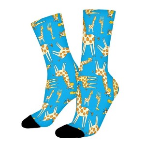 Giraffe Women Printed Crew Socks Funny Funky Socks Soft Polyester Novelty Gifts for Artists Men - 1 of 1