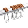 Home Mart Goods Brown Fabric Textured Glam luxury Shower Curtain With 12 Metal Roller Ball Hooks - 72" x 72" - 2 of 3
