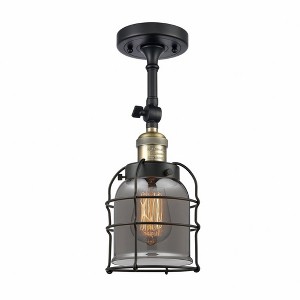 Bell Cage - 1 Light Semi-Flush Mount In Industrial Style-13.5 Inches Tall and 5 Inches Wide - 1 of 2