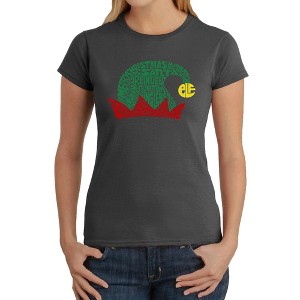 LA Pop Art Christmas Elf Hat - Women's Word Art T-Shirt - 1 of 4