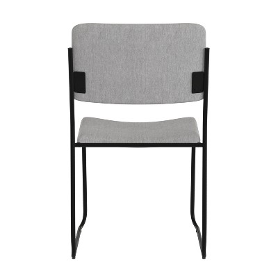 Versatile Armless Stacking Swivel Chair in Gray with Metal Frame
