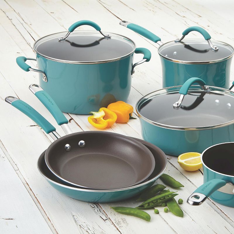 Rachael Ray Cucina Twin Pack Open Skillets - Blue (9.25" and 11"), 5 of 9