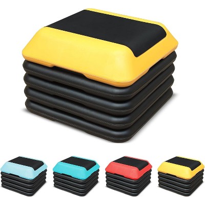 16"x16" High Step Aerobic Platform with 4 Risers, Height-Adjustable Step Aerobics Platform for Home Gym Exercise Fitness Workout