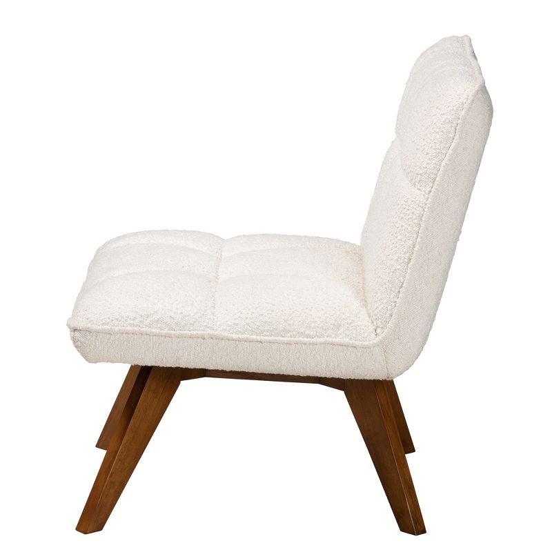 Baxton Studio Darielle Japandi Cream Boucle Fabric and Walnut Brown Finished Rubberwood Accent Chair, 4 of 11