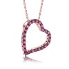 Guili Sterling Silver with Rose Gold & Black Plated Pink Round Cubic Zirconia Open Heart Necklace, a Symbol of Love and Graceful Elegance. - 3 of 4