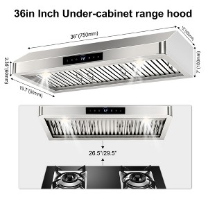 Futhork 36-Inch Under-Cabinet Range Hood - 1100 CFM with 4-Speed & Gesture/Touch Control - 1 of 4