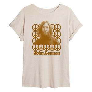 Women's - John Lennon - Lennon Peace Portrait Oversized Graphic T-Shirt - 1 of 4