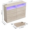 6 Drawer Dresser for Bedroom with Power Outlet, Modern Double Dresser with LED Lights, Wide Dresser Organizer with Open Shelf Storage for Closet - 2 of 4