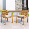 MOEPISY Set of 2 Patio Dining Chair, Sturdy Acacia Wood, Comfortable Waterproof Seating, 400 lbs Capacity, Natural Color Frame - 2 of 4