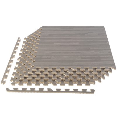 Eva Foam Floor Tiles 6-pack - 24 Sqft Woodgrain Puzzle Mats For