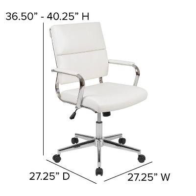 White Leather Mid-Back Ergonomic Executive Swivel Chair