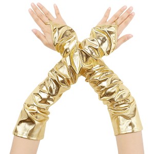 INSPIRE CHIC Women's Finger Loop Shiny Metallic Gloves 1 Pair - 1 of 4