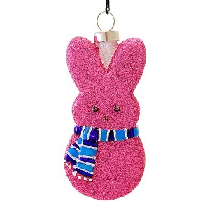 Kat + Annie 4.0 Inch Fuchsia Glittered Peep's Rabbit Ornament Bunny Spring Tree Ornaments - 1 of 4