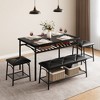Square Dining Table Set for 4, Wood Tabletop kitchen Table with 2 Upholstered Chairs &A Bench, Black Dinner Dinette Table Set with Storage - 2 of 4