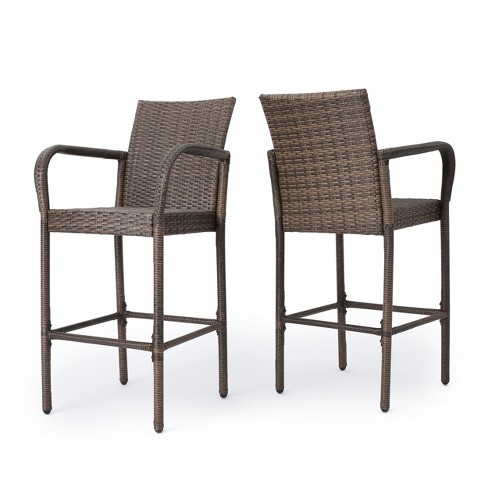 Delfina 2pk Wicker Barstool Mix Mocha Christopher Knight Home