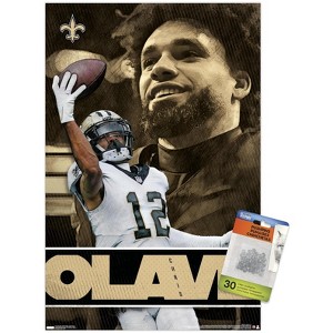 Trends International NFL New Orleans Saints - Chris Olave 24 Unframed Wall Poster Print Clear Push Pins Bundle 14.725" x 22.375" - 1 of 4
