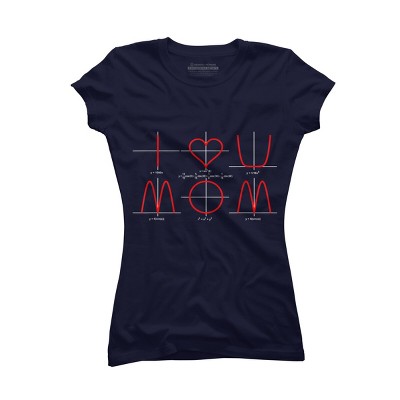 Junior's Design By Humans I Love You Mom Math Equations By WatercolorFun T-Shirt