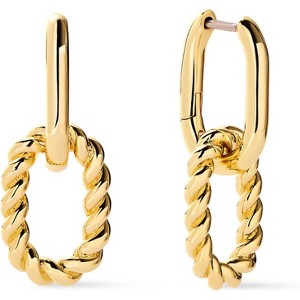 Double Hoop Drop Dangle Earrings - Gold Plated Paperclip Link Huggie, Hypoallergenic & Tarnish-Free Jewelry - 1 of 4