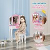JOYMOR Kids Vanity Set, Wooden Princess Makeup Table with Stool, Tri-Folding Mirror, Large Drawer and Solid Wooden Legs, Pink - 4 of 4
