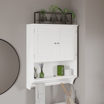 Costway Wall Mount Bathroom Cabinet Storage Organizer Medicine Cabinet With  2-doors And 1- Shelf Cottage Collection Wall Cabinet White : Target