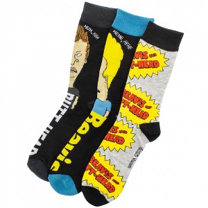 Mens Beavis and Butt-Head Assorted Crew Socks 3-Pack - 1 of 4