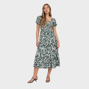 August Sky Women's Smocked Floral Midi Dress - 1 of 4