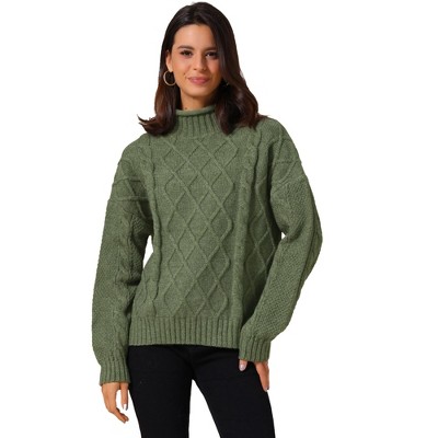 INSPIRE CHIC Women's Turtleneck Oversize Long Sleeves Casual Knit Sweater