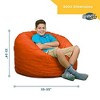 Ultimate Sack 3 Foot Memory Foam Filled Machine Washable Suede Covered Bean Bag Chair with Zipper, Double Stitching, and Durable Inner Liner, Black - 4 of 4